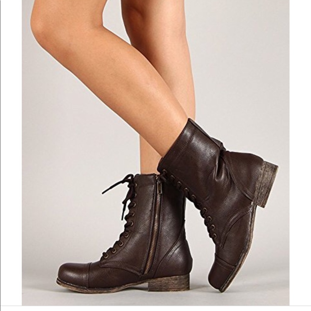 Dark brown combat boots